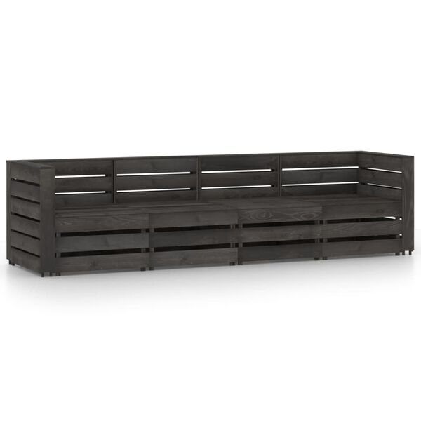 vidaXL 4-Sitzer Outdoor-Sofa Grau Impr&auml;gniertes Kiefernholz