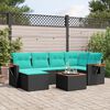 vidaXL 7-tlg. Garten-Sofagarnitur mit Kissen Schwarz Poly Rattan