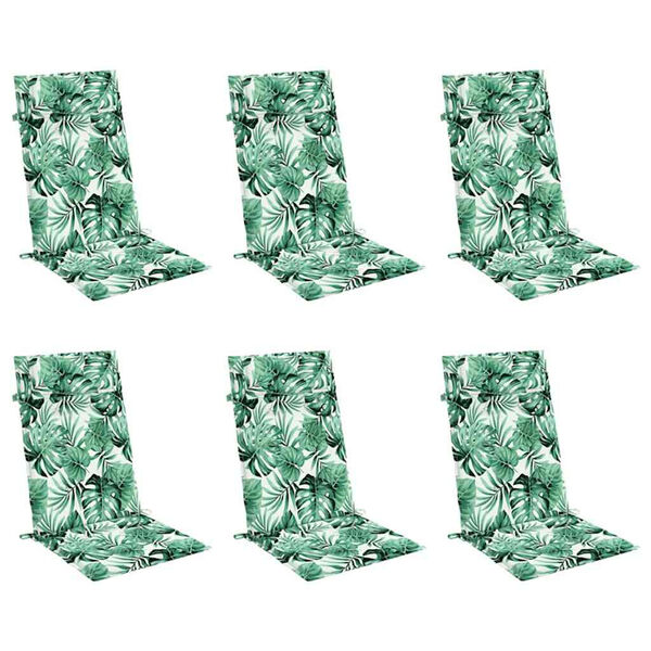 vidaXL Hochlehner-Auflagen 6 Stk. Blattmuster Oxford-Gewebe
