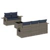 vidaXL 6-teiliges Gartensofa-Set mit Kissen, grau, Polyrattan