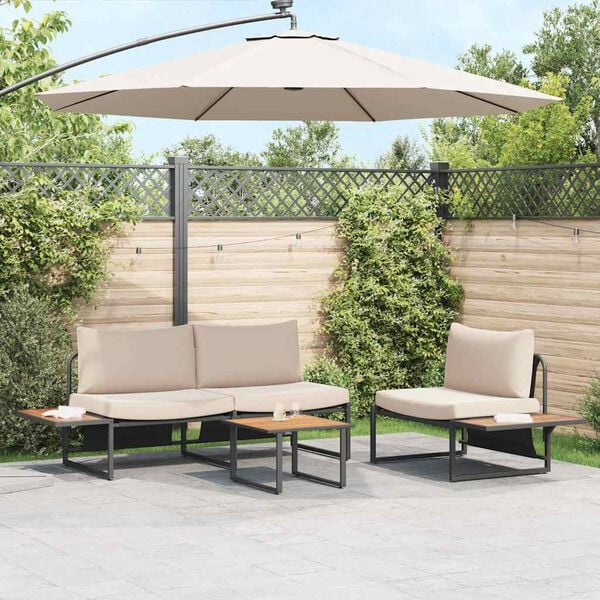 vidaXL Garten Essgruppe 3 pcs Taupe Stahl