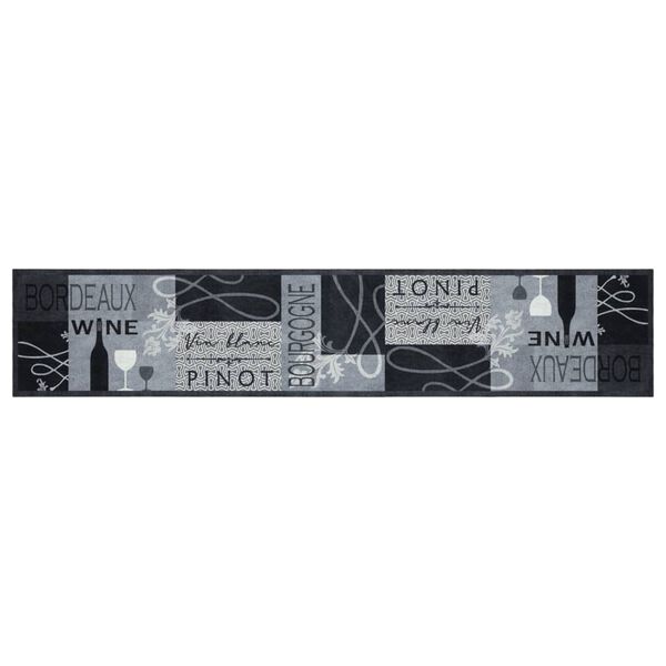 vidaXL K&uuml;chenteppich Waschbar Wein Grau 60x300 cm Samt