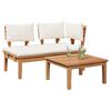 vidaXL Gartenbank 2 pcs Braun Massivholz Teak