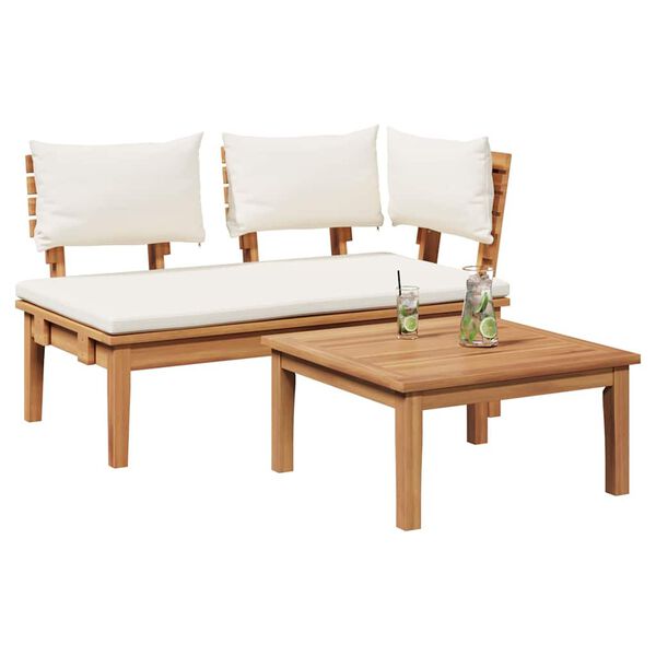 vidaXL Gartenbank 2 pcs Braun Massivholz Teak