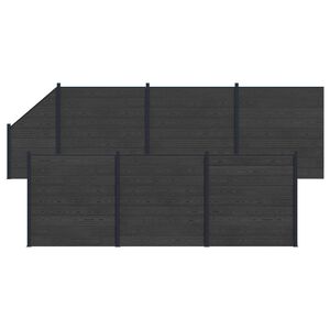 vidaXL zaunset 7 Stk. 1138 x 186 cm WPC und Aluminium Schwarz