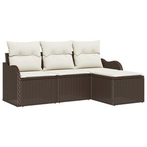 vidaXL Gartensofa-set mit Speicher 4 pcs Braun Poly-Rattan