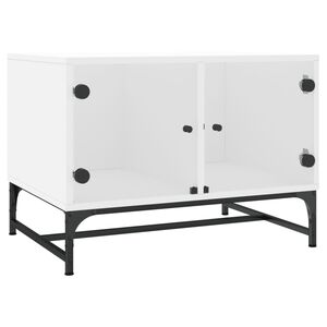 vidaXL Couchtisch mit Glast&uuml;ren Wei&szlig; 68,5x50x50 cm