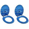 vidaXL Toilettensitze mit Deckel 2 Stk. MDF Blau Wassertropfen-Design