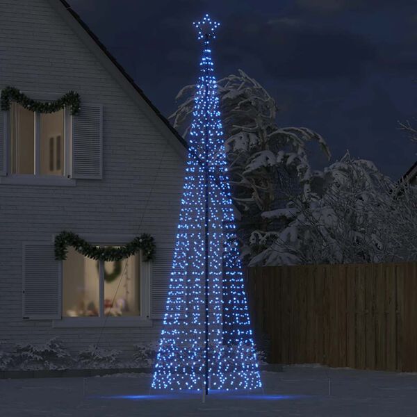 vidaXL LED Weihnachtsbaum mit Erdspie&szlig;en 1534 LEDs Blau 500 cm