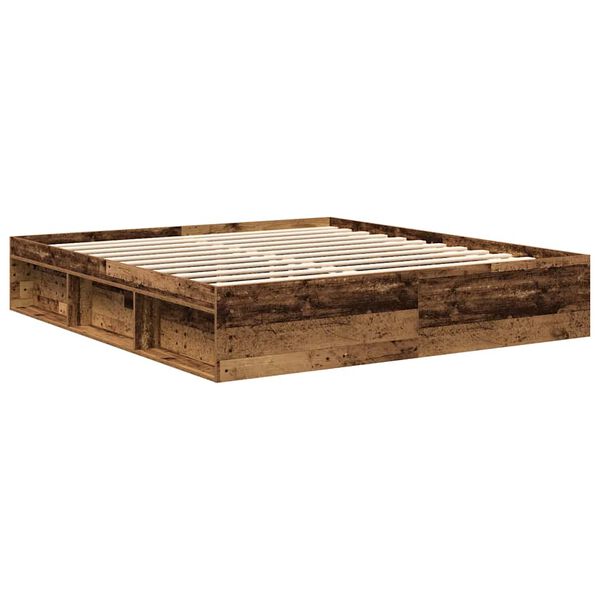 vidaXL Bettgestell ohne Matratze Altholz-Optik 200x200cm Holzwerkstoff
