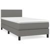vidaXL Boxspringbett mit Matratze Dunkelgrau 80x200 cm Stoff