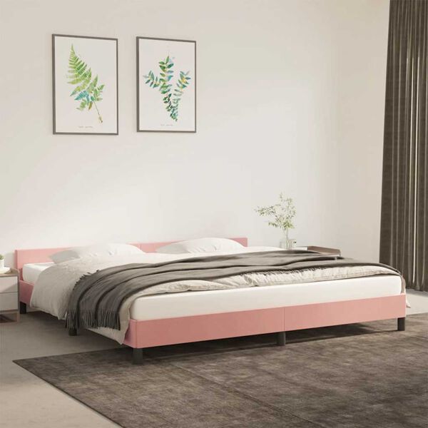 vidaXL Bettgestell mit Kopfteil ohne Matratze Rosa 200x200 cm Samt