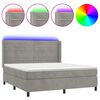 vidaXL Boxspringbett mit Matratze & LED Hellgrau 160x200 cm Samt