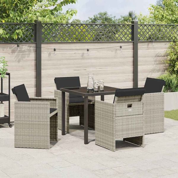 vidaXL Garten Essgruppe 5 pcs Hellgrau Poly-Rattan