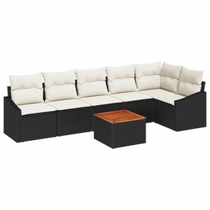 vidaXL Gartensofa-set mit Kissen 7 pcs Schwarz Poly-Rattan