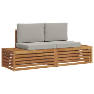 vidaXL Outdoor-Sofagarnitur 2 stk. 2-Sitzer Natur und Hellgrau