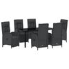 vidaXL Garten Essgruppe mit Kissen 7 pcs Schwarz Poly-Rattan