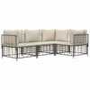 vidaXL 4-tlg. Garten-Lounge-Set mit Kissen Anthrazit Poly Rattan