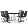 vidaXL 7-tlg. Garten-Essgruppe Schwarz