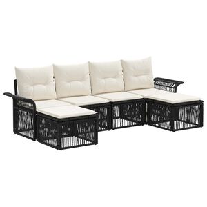 vidaXL Gartensofa-set 6 stk. Schwarz Poly-Rattan