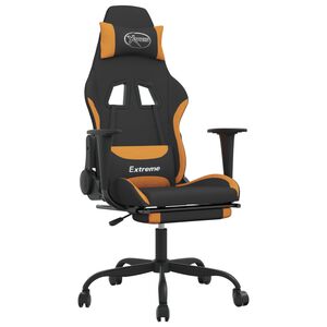 vidaXL Gaming-Stuhl mit Massage & Fu&szlig;st&uuml;tze Schwarz und Orange Stoff