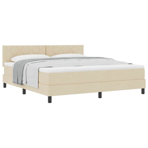 vidaXL Boxspringbett mit Matratze Creme 180 x 200 cm Stoff