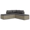 vidaXL 5-tlg. Garten-Lounge-Set mit Kissen Grau Poly Rattan