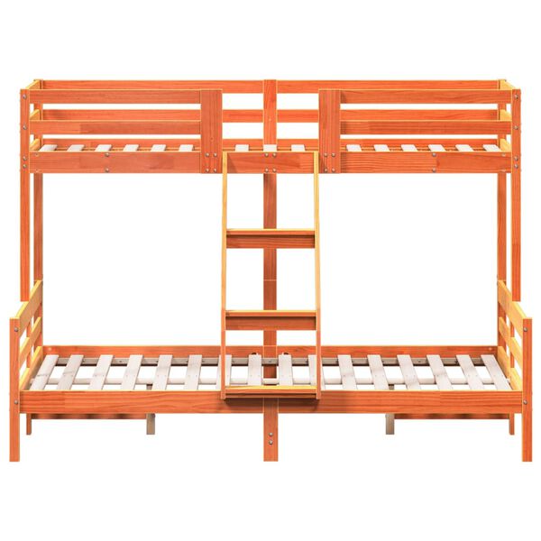 vidaXL Etagenbett 80x200/140x200 cm Wachsbraun Massivholz Kiefer