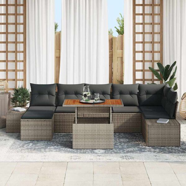 vidaXL Garten-Sofa-Set mit Kissen 8 pcs Grau und Braun