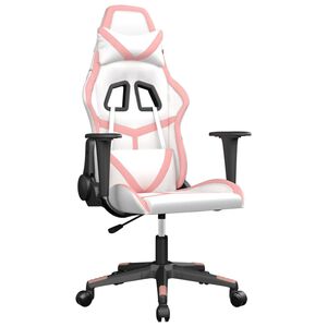vidaXL Gaming-Stuhl mit Massagefunktion Wei&szlig; und Rosa Kunstleder