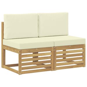 vidaXL 2 St&uuml;ck Outdoor Mittelsofa Massivholz Akazie Wei&szlig;