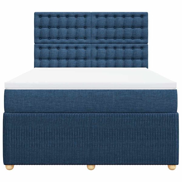 vidaXL Boxspringbett mit Matratze Blau 140x200 cm Stoff