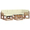 vidaXL Outdoor-Sofagarnitur mit Kissen 7 pcs Natur und Creme