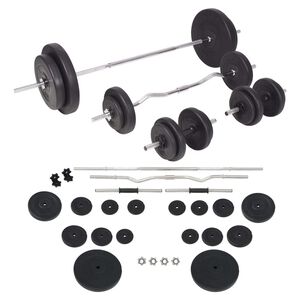 vidaXL Langhantel- und Kurzhantelset 90 kg