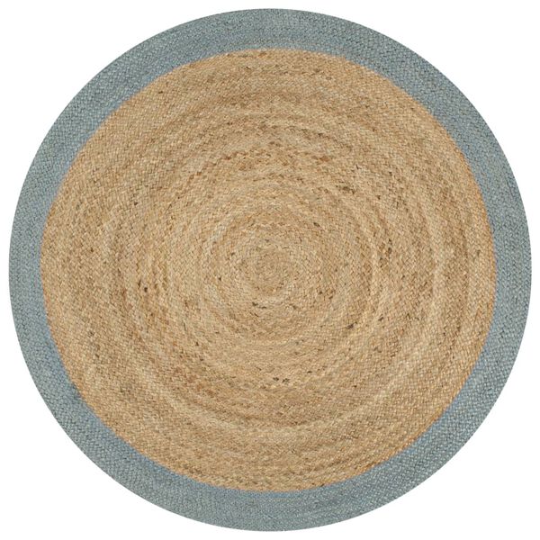vidaXL Teppich Handgefertigt Jute mit Olivgrünem Rand 150 cm