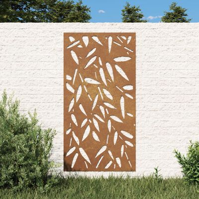 vidaXL Garten-Wanddeko 105x55 cm Cortenstahl Bambusblatt-Design