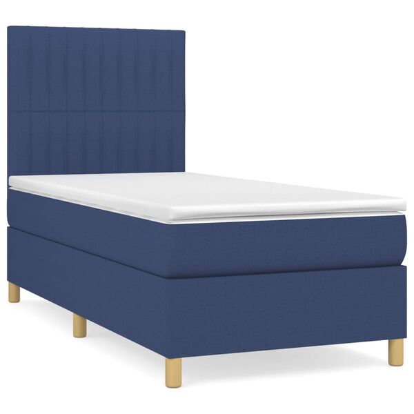 vidaXL Boxspringbett mit Matratze Blau 80x200 cm Stoff