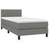vidaXL Boxspringbett mit Matratze & LED Dunkelgrau 90x200 cm Stoff