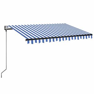 vidaXL Automatische Markise mit LED Windsensor 350x250 cm Blau Wei&szlig;