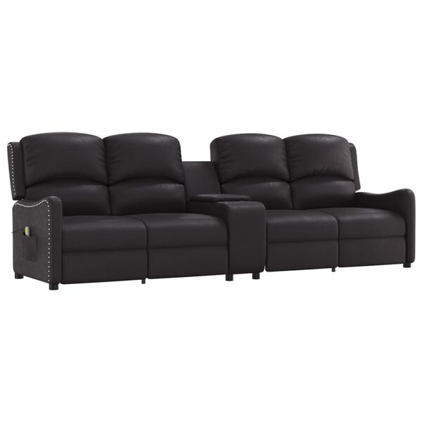 vidaXL 4-Sitzer Massagesessel mit Getränkehalter Schwarz Kunstleder