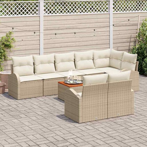 vidaXL Garten-Sofa-Set 9 pcs Beige Poly Rattan