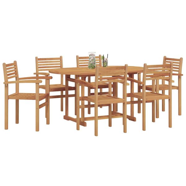 vidaXL Garten Essgruppe 7 pcs Natur Massivholz Akazie