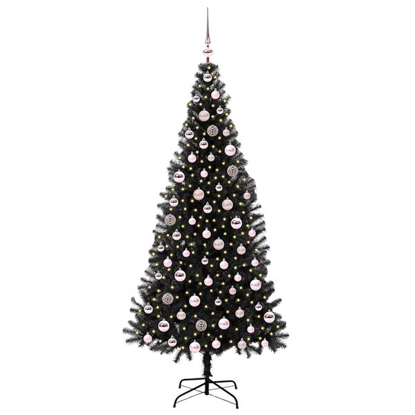 vidaXL Weihnachtsbaum mit 300 LEDs mit St&auml;nder Schwarz 210 cm PVC