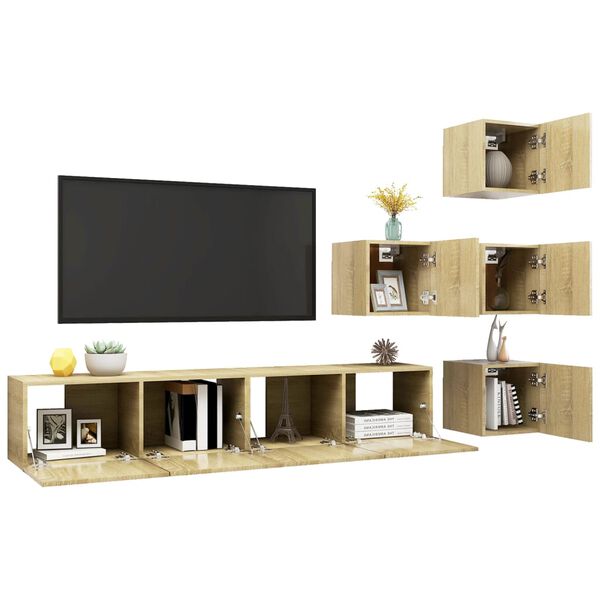 vidaXL 6-tlg. TV-Schrank-Set Sonoma-Eiche Holzwerkstoff