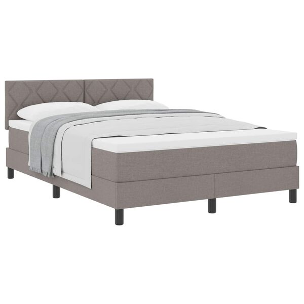vidaXL Boxspringbett mit Kopfteil Taupe 160 x 200 cm Stoff