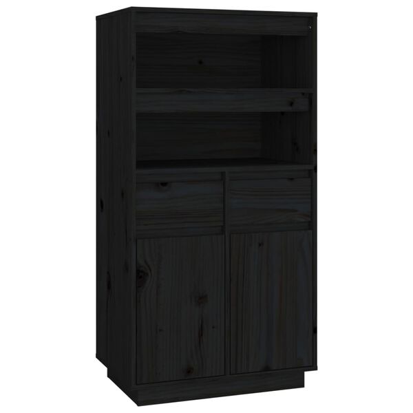 vidaXL Highboard Schwarz 60x40x116,5 cm Massivholz Kiefer
