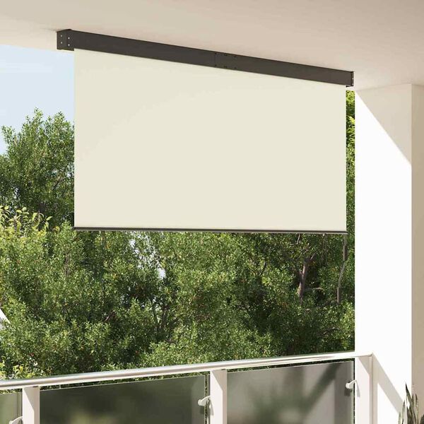 vidaXL Outdoor Rollo Gestreift Verstellbar Creme 220 x 250 cm Stoff