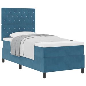 vidaXL Boxspringbett mit Matratze Dunkelblau 90 x 190 cm Samt