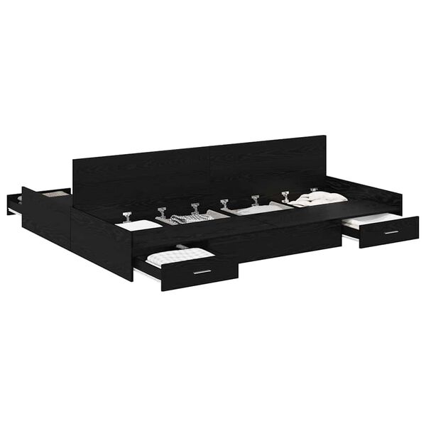 vidaXL Aufbewahrungsbettgestell Schwarz Eichen-Optik 135 x 190 cm