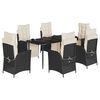 vidaXL 7-tlg. Garten-Essgruppe mit Kissen Schwarz Poly Rattan